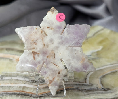 Hand Carved Lavender Amethyst Crystal Snowflakes