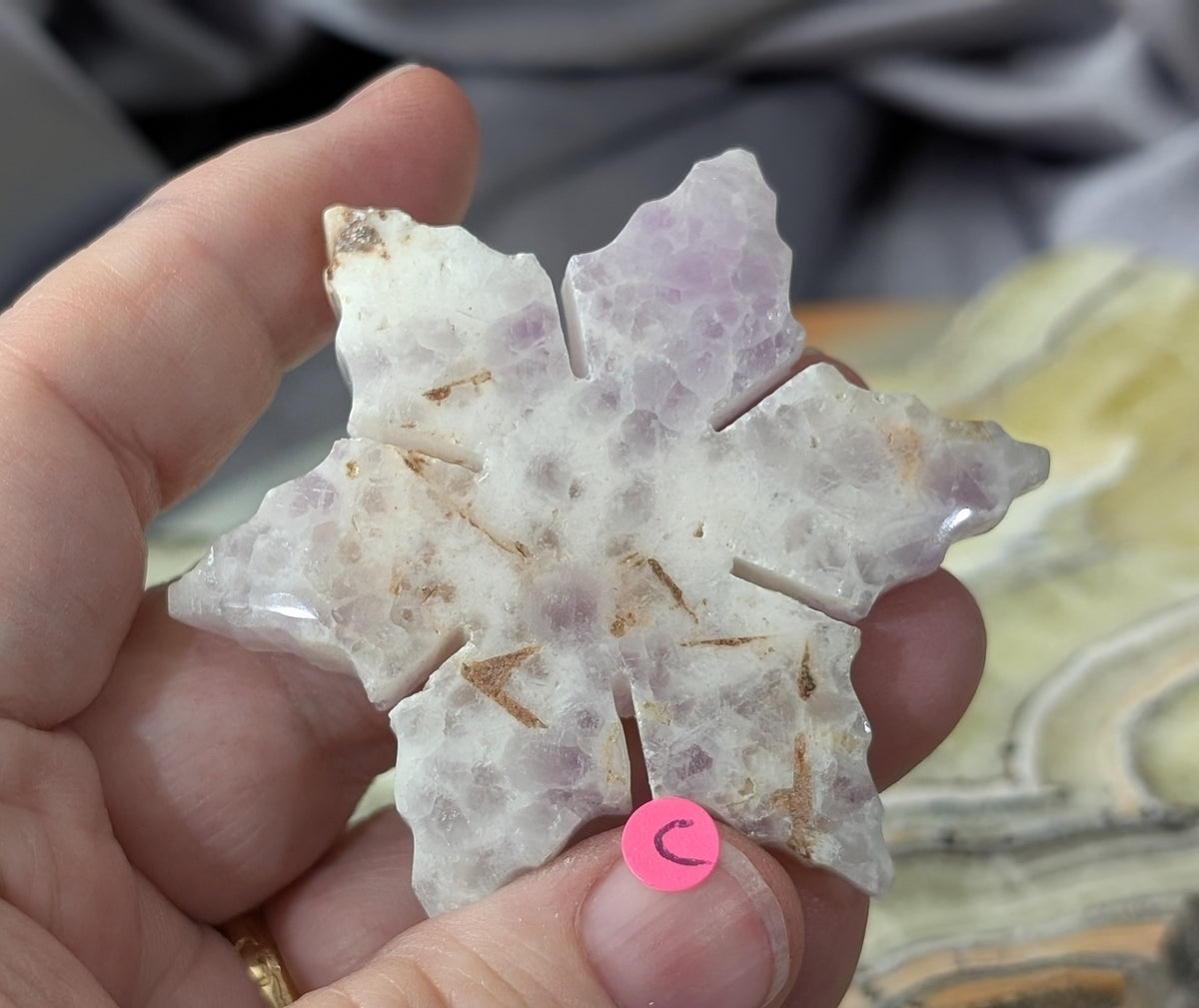 Hand Carved Lavender Amethyst Crystal Snowflakes