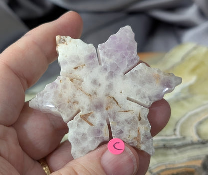 Hand Carved Lavender Amethyst Crystal Snowflakes