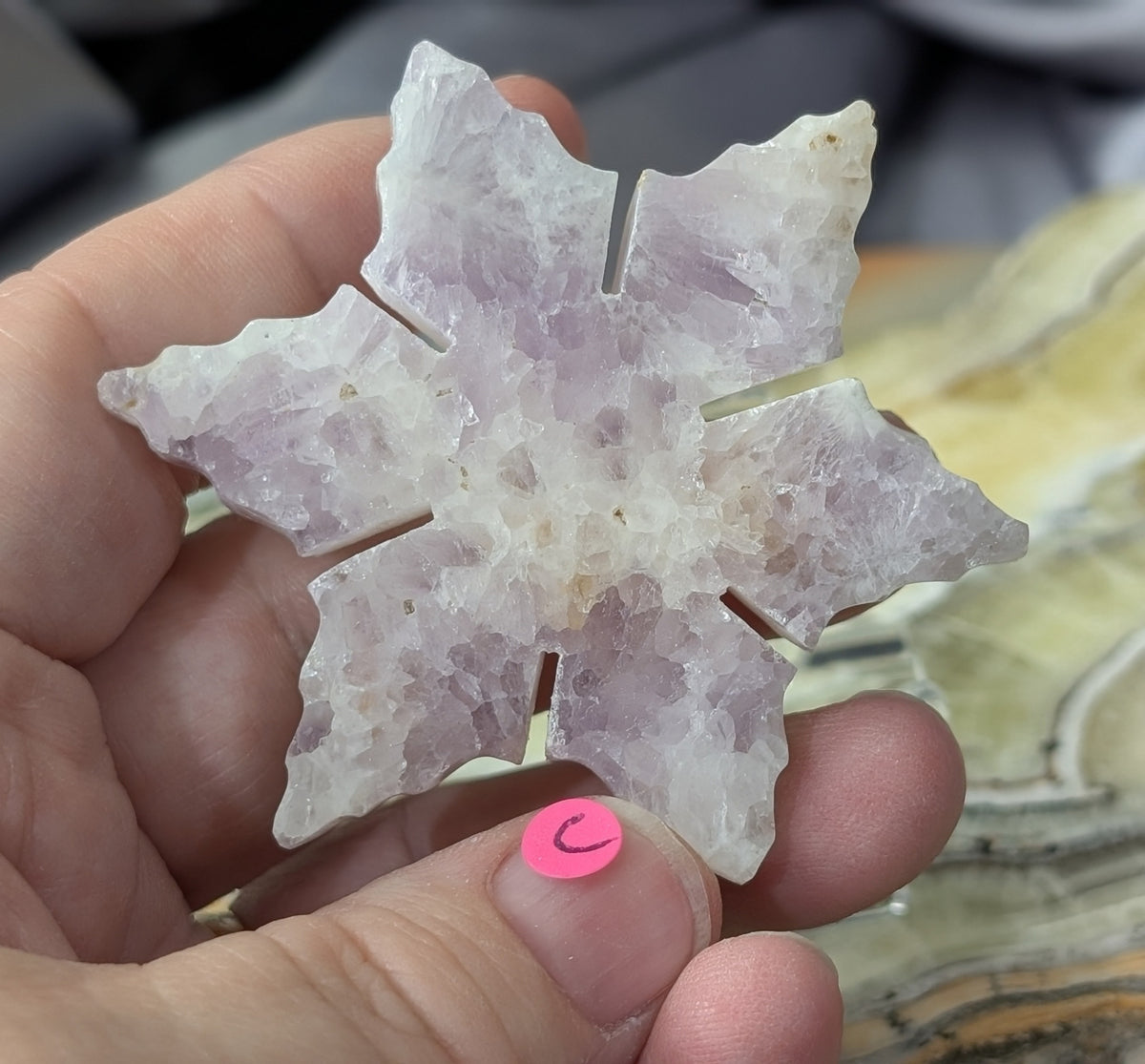 Hand Carved Lavender Amethyst Crystal Snowflakes