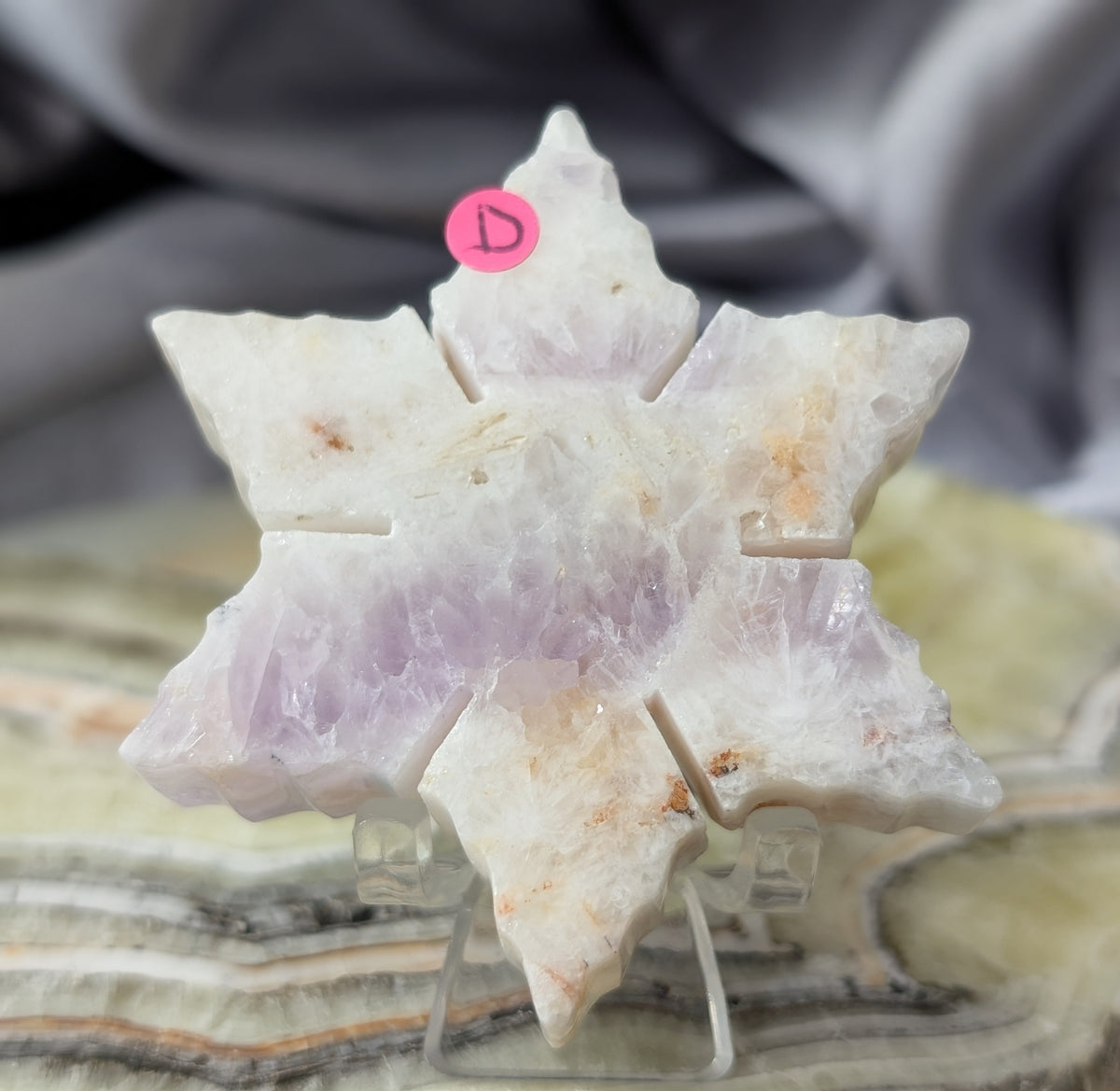 Hand Carved Lavender Amethyst Crystal Snowflakes