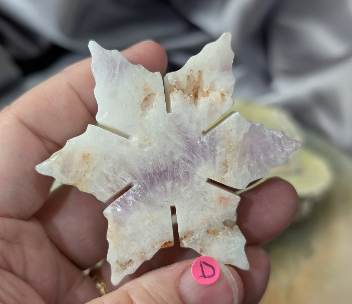 Hand Carved Lavender Amethyst Crystal Snowflakes