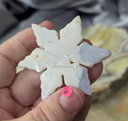 Hand Carved Lavender Amethyst Crystal Snowflakes