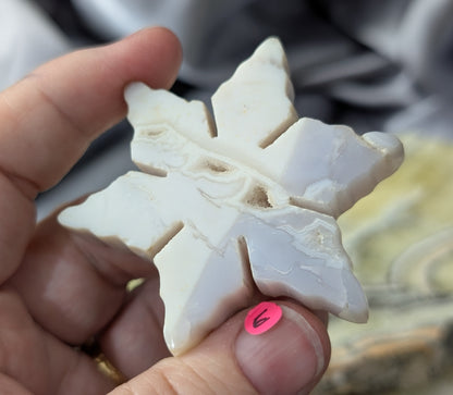 Hand Carved Lavender Amethyst Crystal Snowflakes