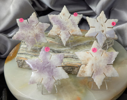 Hand Carved Lavender Amethyst Crystal Snowflakes