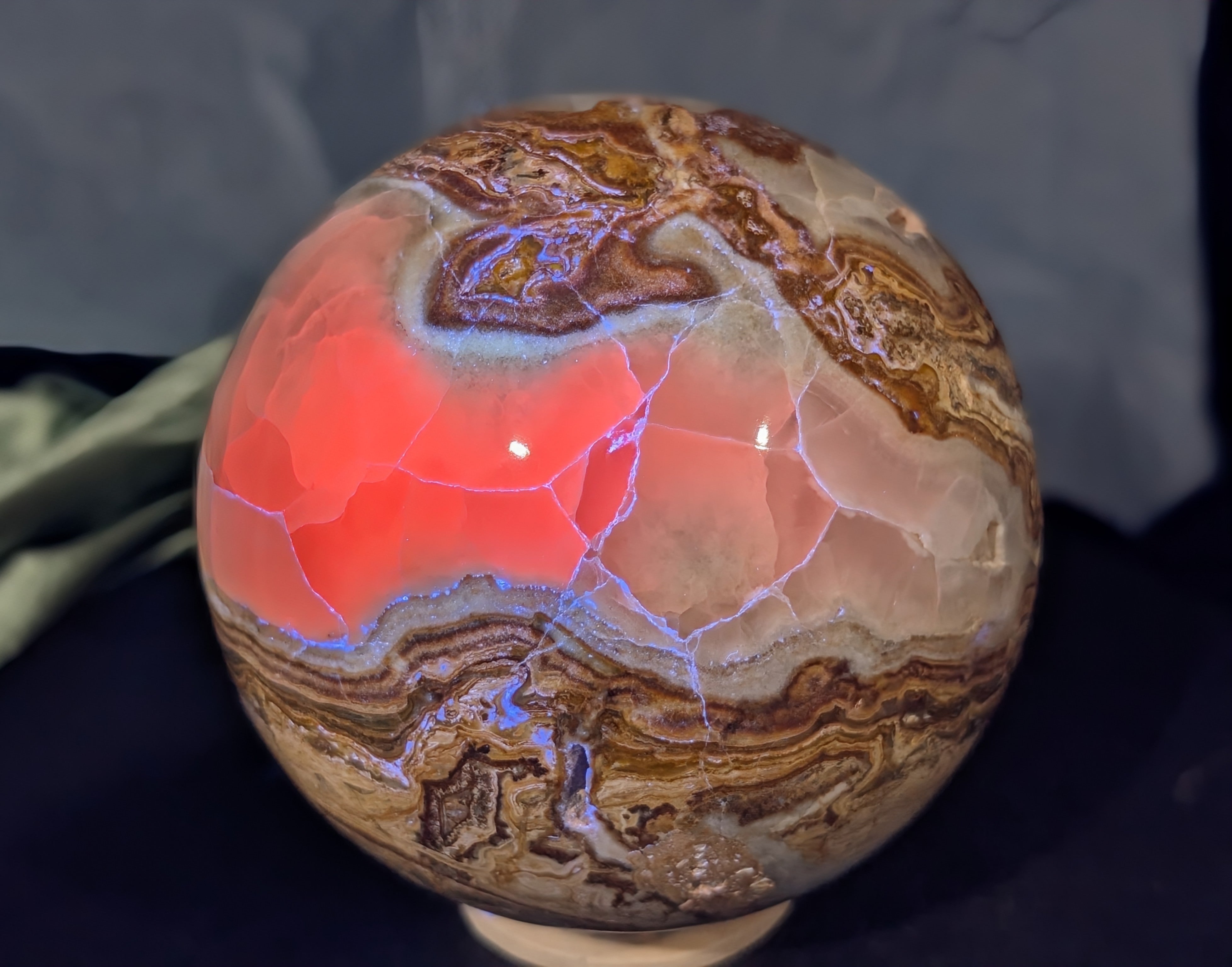XL Pakistani Bumblebee Jasper With Pink Mangano Calcite Sphere