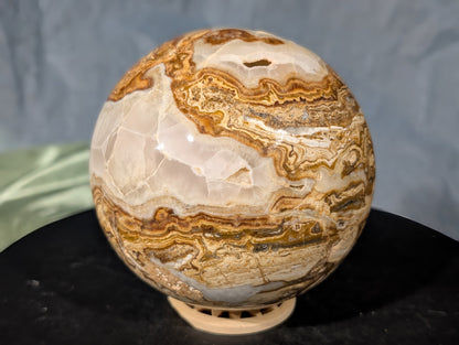 Pakistani Blumblebee Jasper with Pink Mangano Calcite Sphere