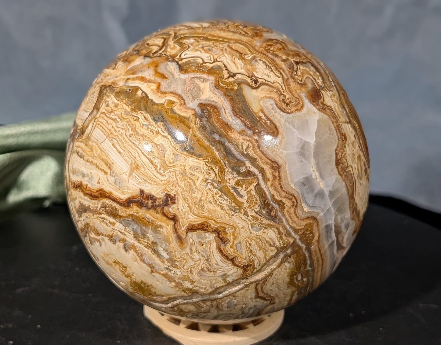Pakistani Blumblebee Jasper with Pink Mangano Calcite Sphere