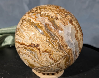 Pakistani Blumblebee Jasper with Pink Mangano Calcite Sphere