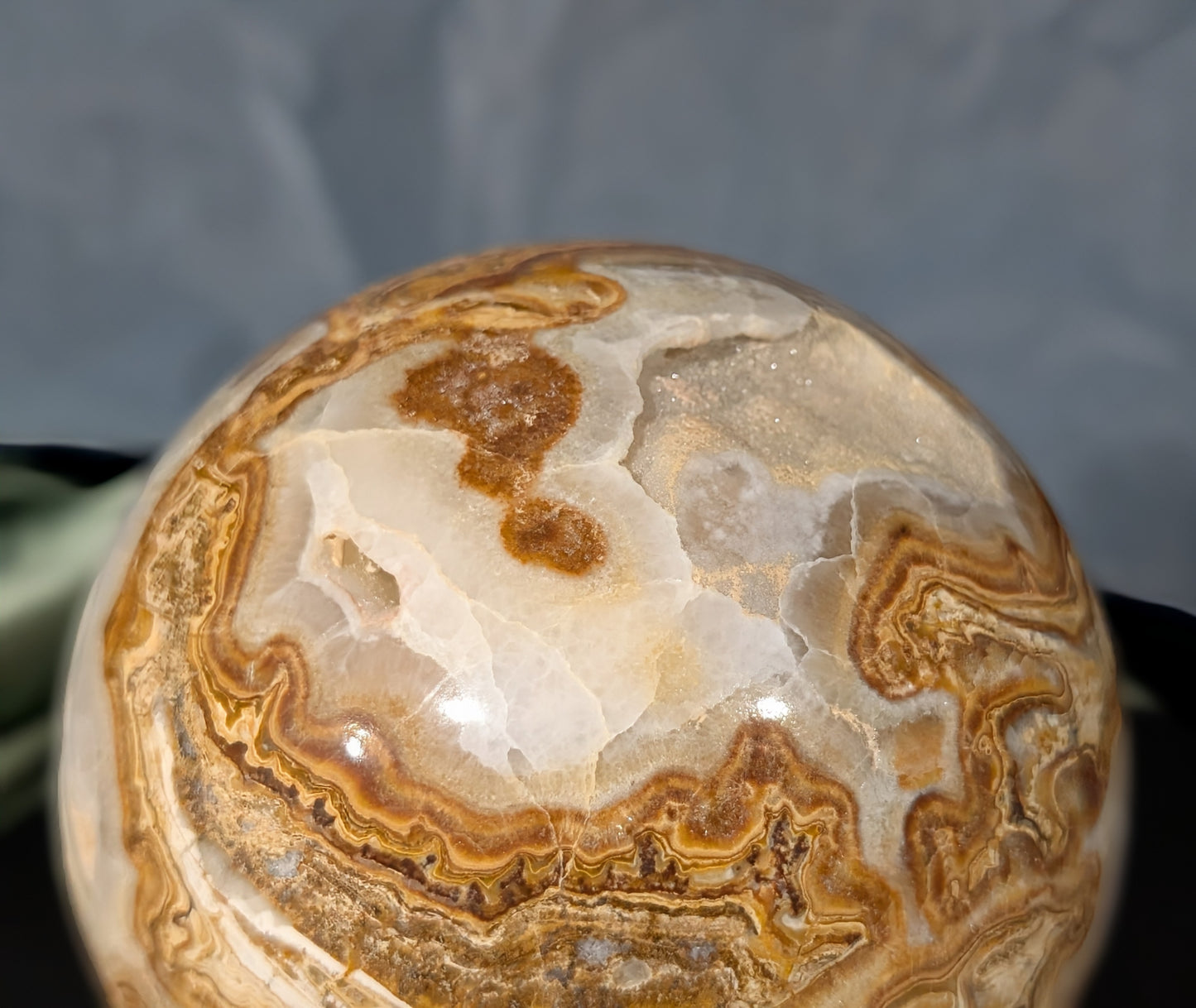 Pakistani Blumblebee Jasper with Pink Mangano Calcite Sphere