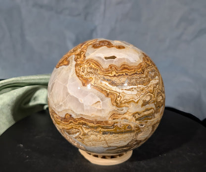 Pakistani Blumblebee Jasper with Pink Mangano Calcite Sphere