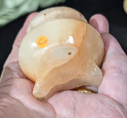 Peach Calcite Cauldron Sphere Holder