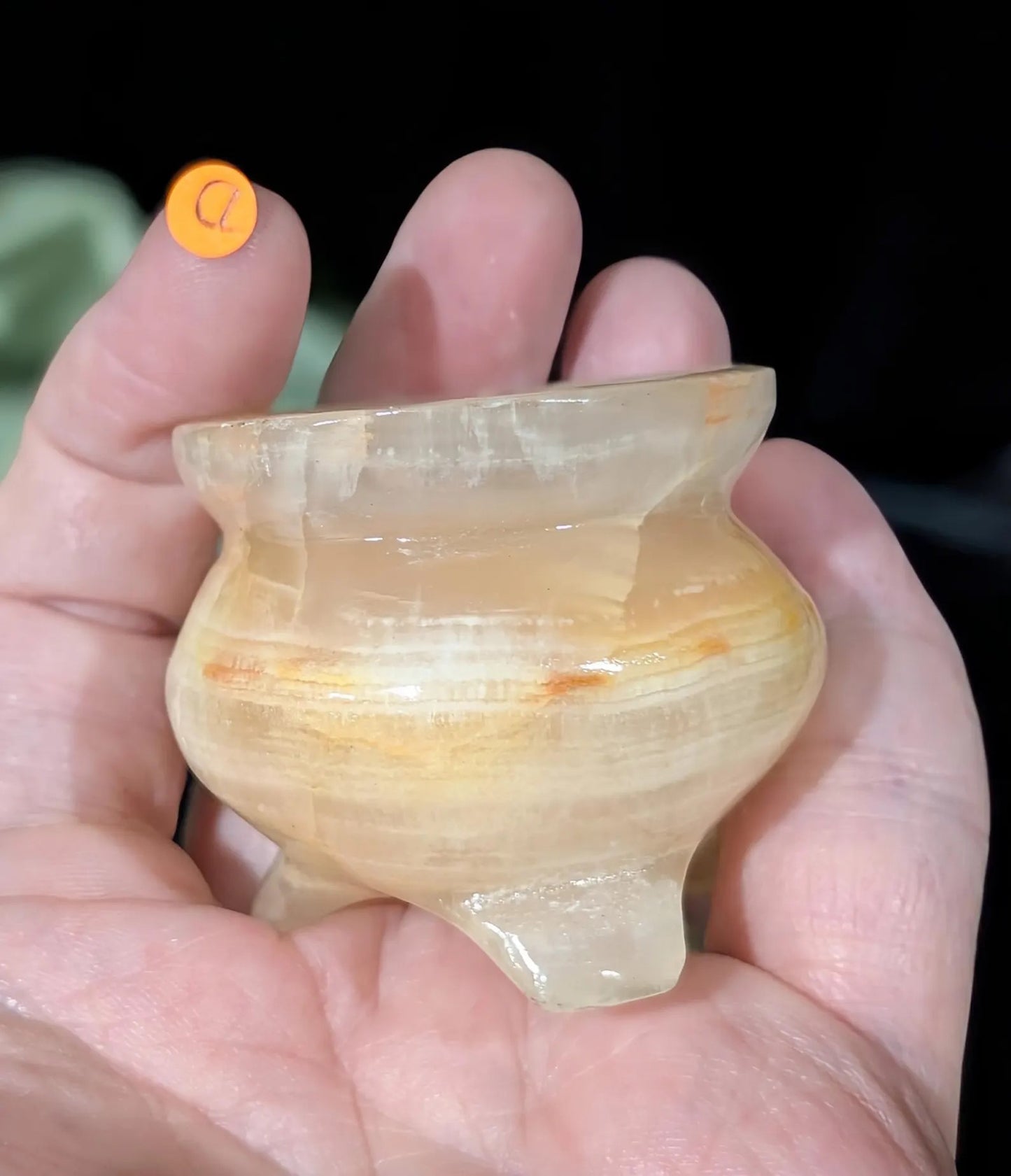 Peach Calcite Cauldron Sphere Holder