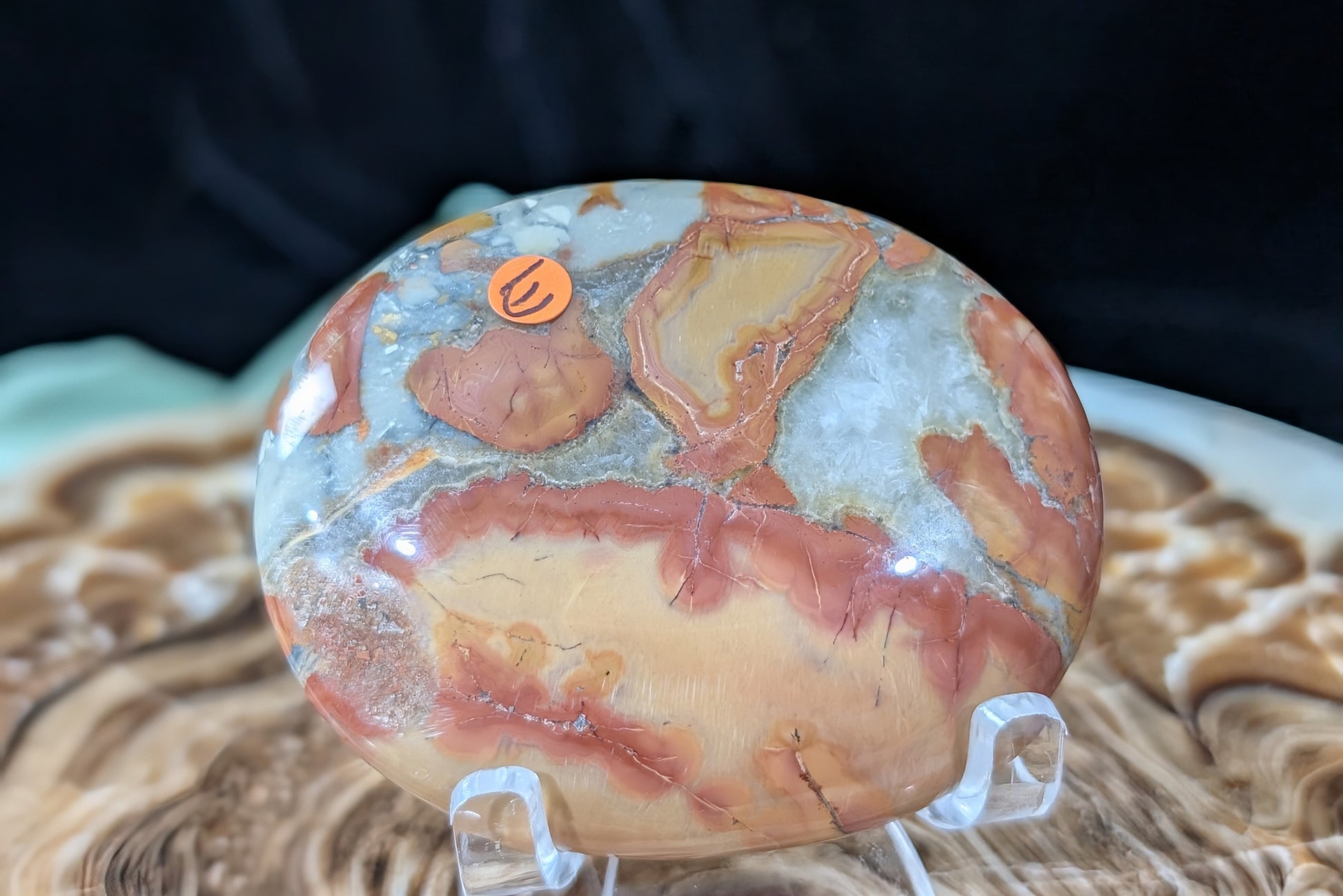 Peach Maligano Jasper Palm Stone