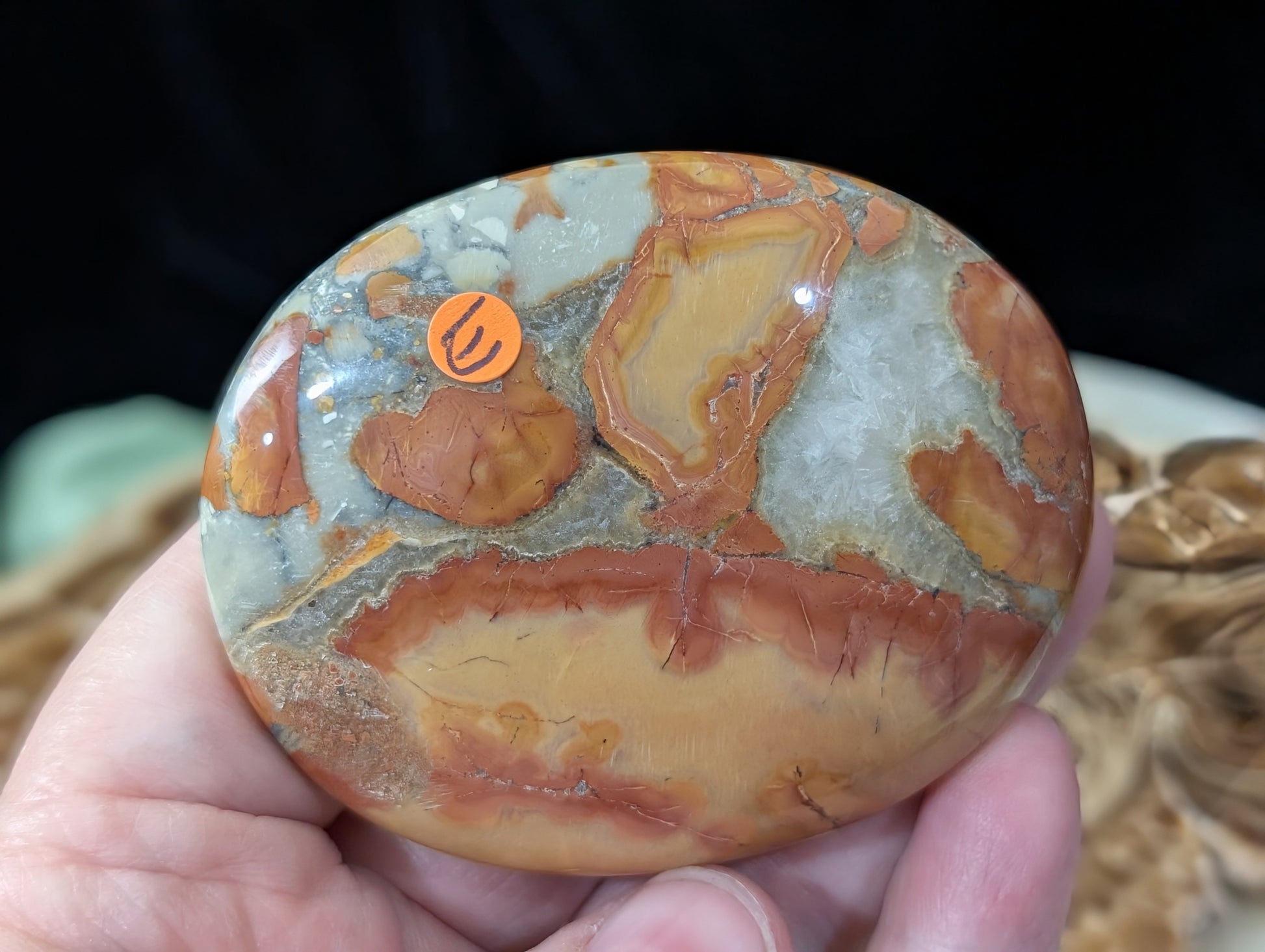 Peach Maligano Jasper Palm Stone