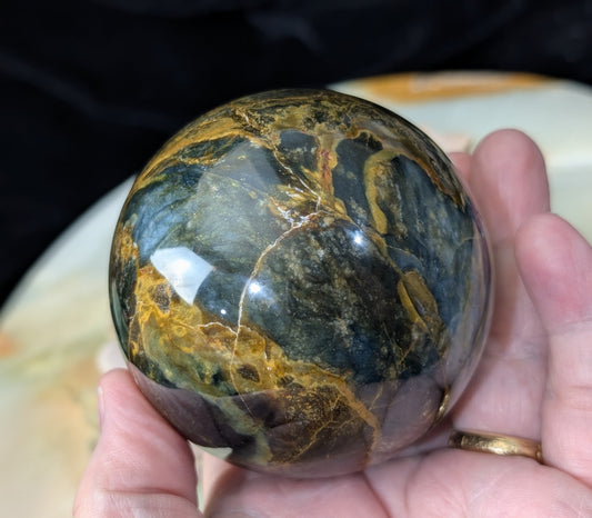 Petrified Wood with Blue Opal Sphere 1a