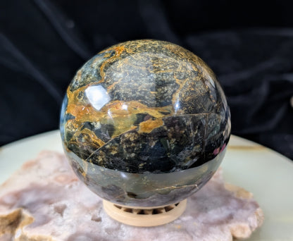 Petrified Wood with Blue Opal Sphere