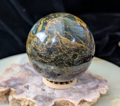 Petrified Wood with Blue Opal Sphere