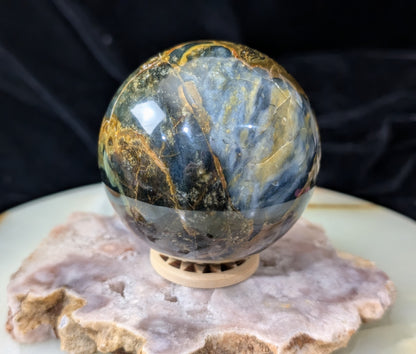 Petrified Wood with Blue Opal Sphere