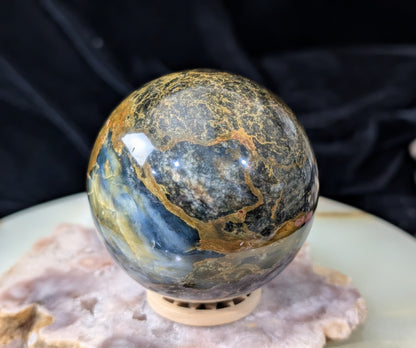 Petrified Wood with Blue Opal Sphere