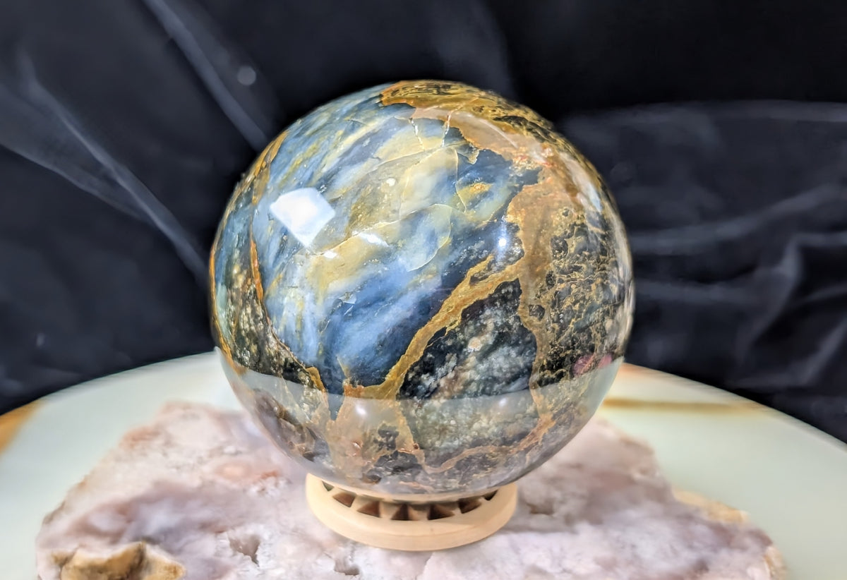 Petrified Wood with Blue Opal Sphere