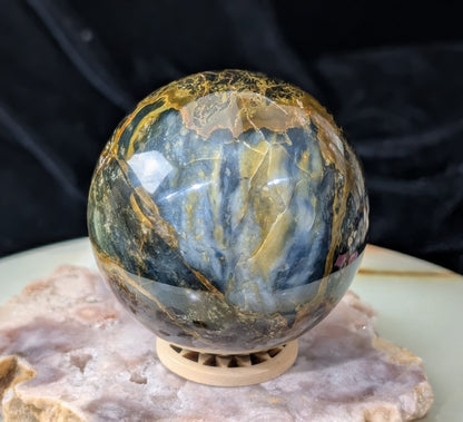 Petrified Wood with Blue Opal Sphere