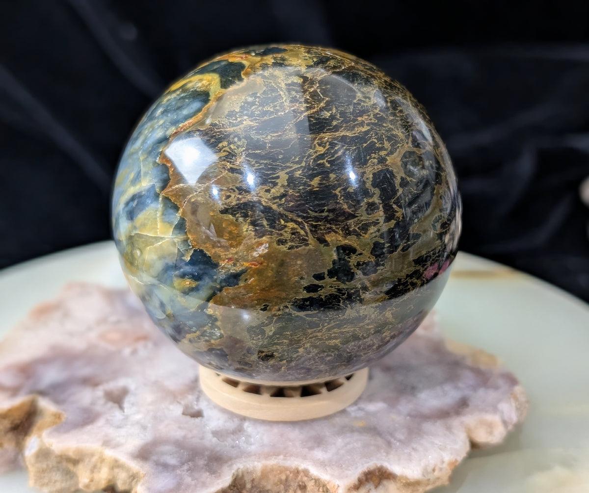 Petrified Wood with Blue Opal Sphere