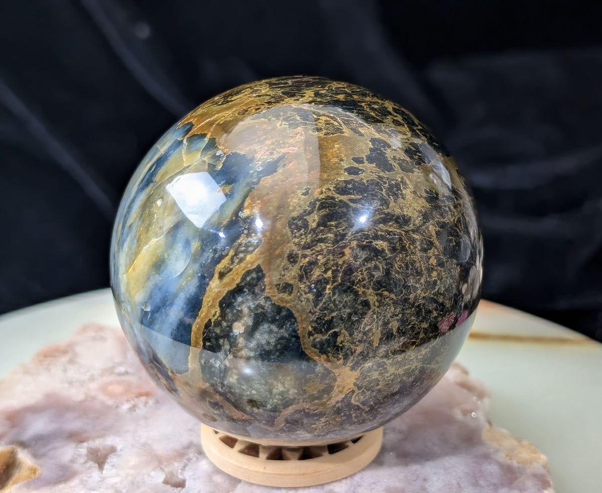 Petrified Wood with Blue Opal Sphere