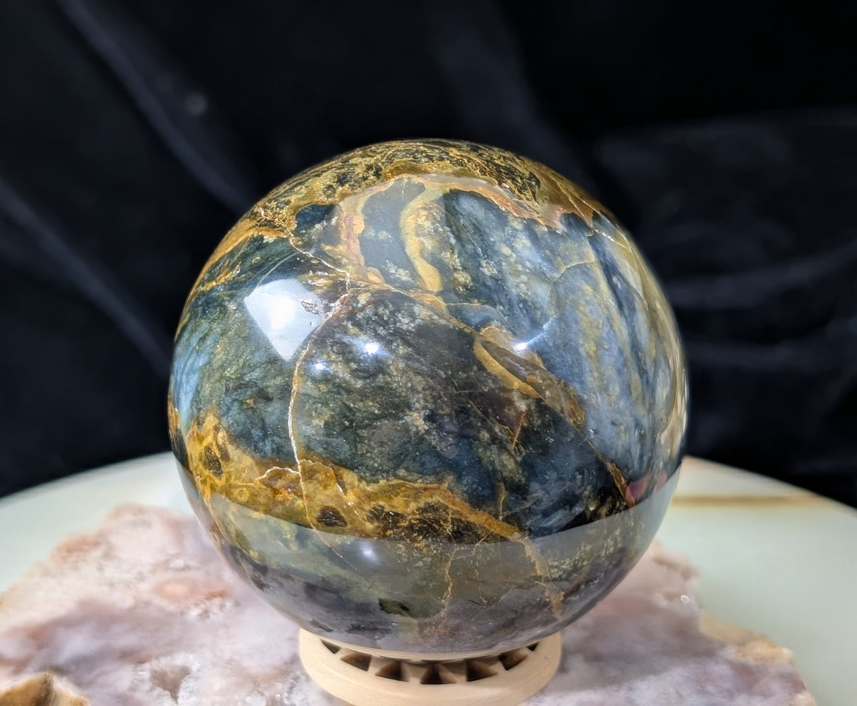 Petrified Wood with Blue Opal Sphere