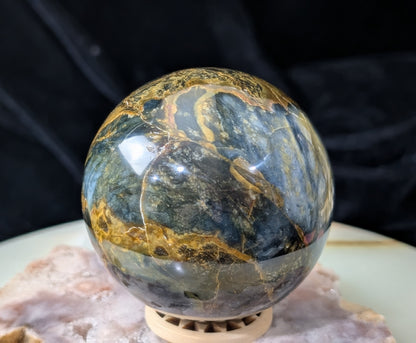 Petrified Wood with Blue Opal Sphere