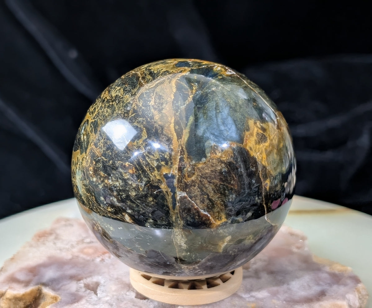 Petrified Wood with Blue Opal Sphere