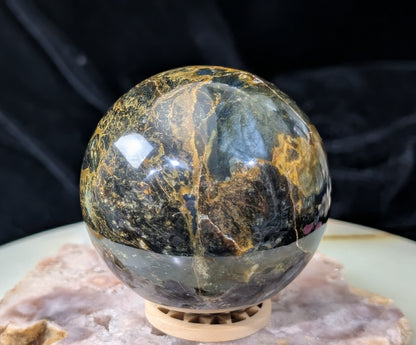 Petrified Wood with Blue Opal Sphere