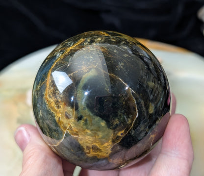 Petrified Wood with Blue Opal Sphere