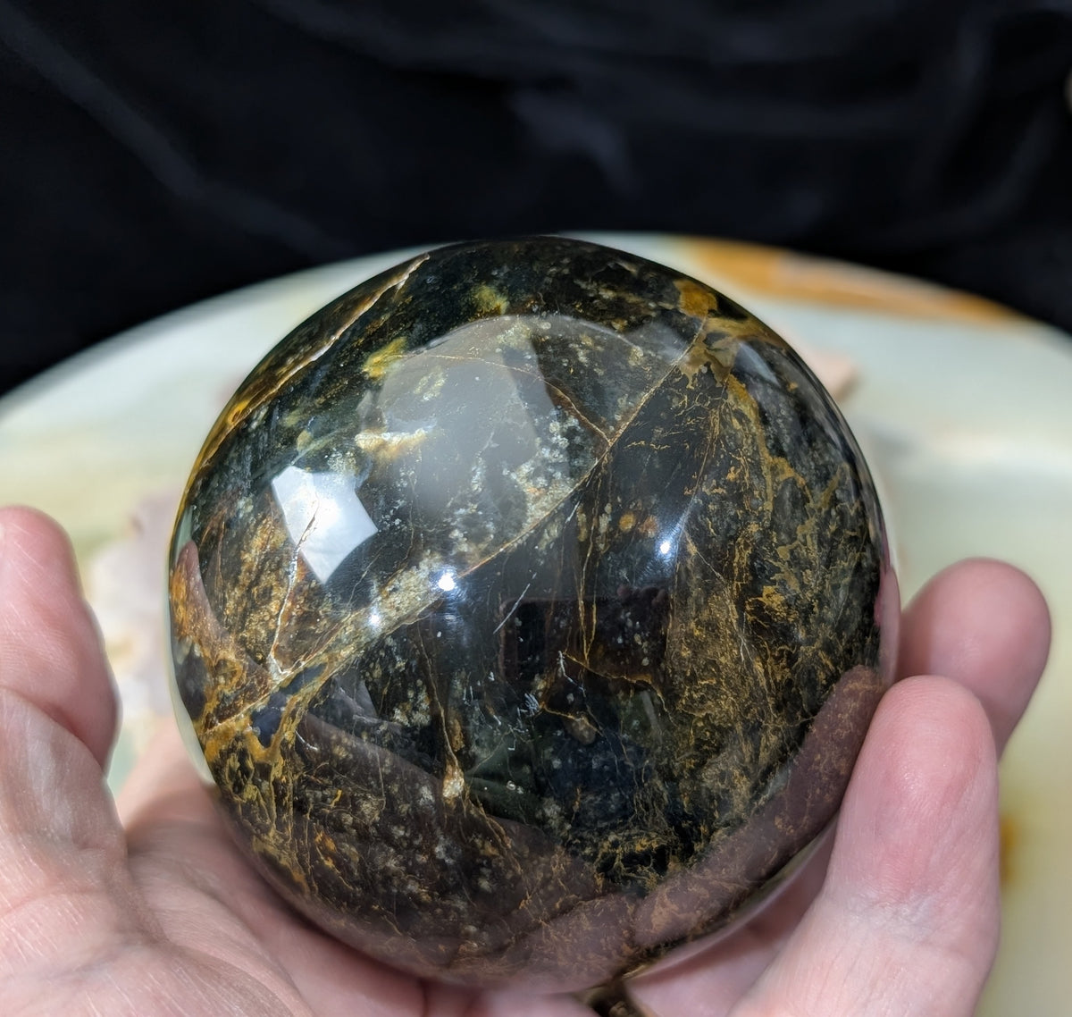 Petrified Wood with Blue Opal Sphere