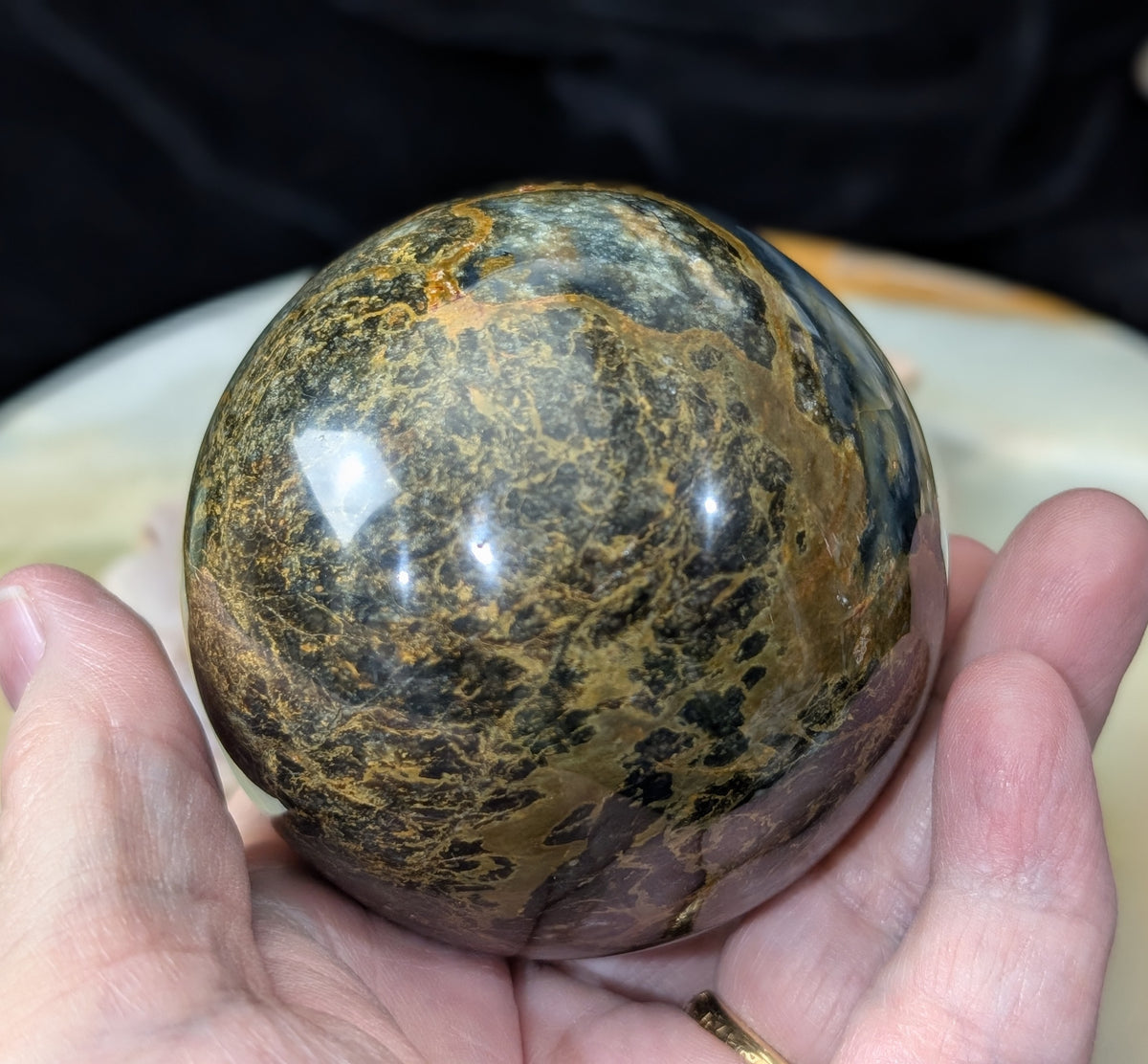 Petrified Wood with Blue Opal Sphere