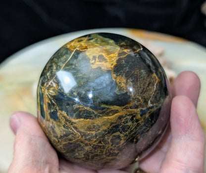 Petrified Wood with Blue Opal Sphere