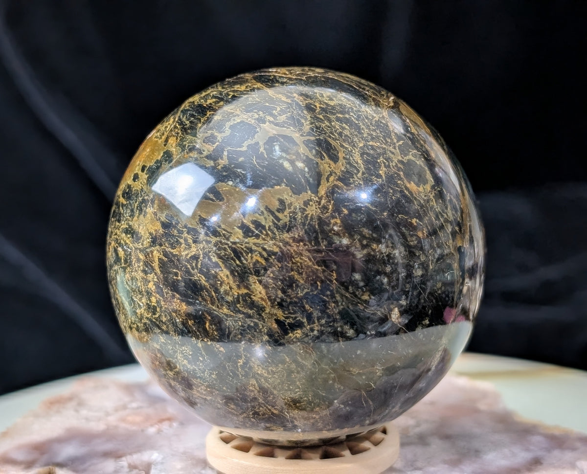 Petrified Wood with Blue Opal Sphere