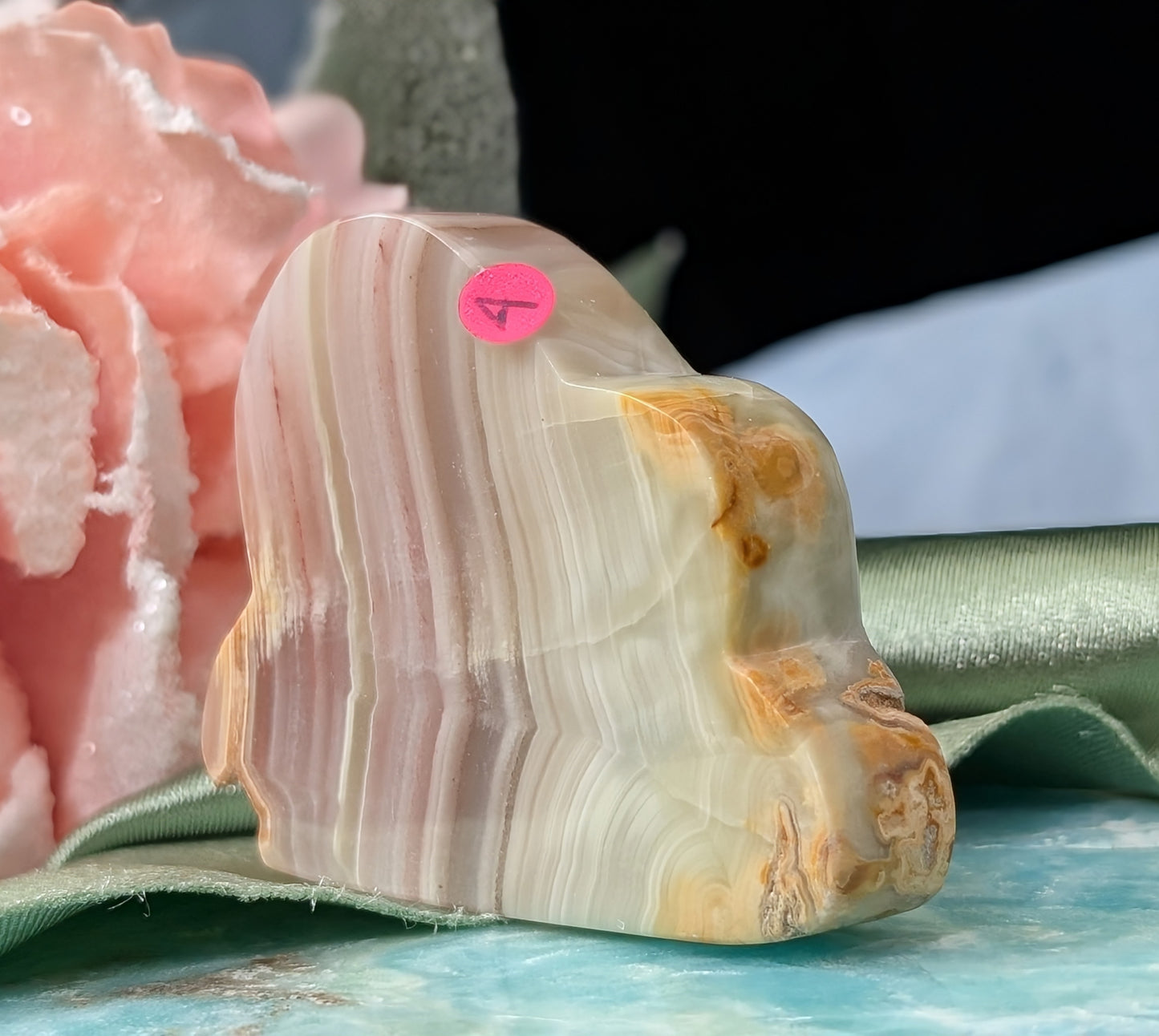 Pink Banded Onyx Cloud Carving