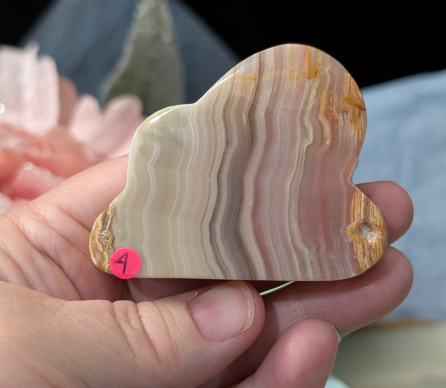 Pink Banded Onyx Cloud Carving