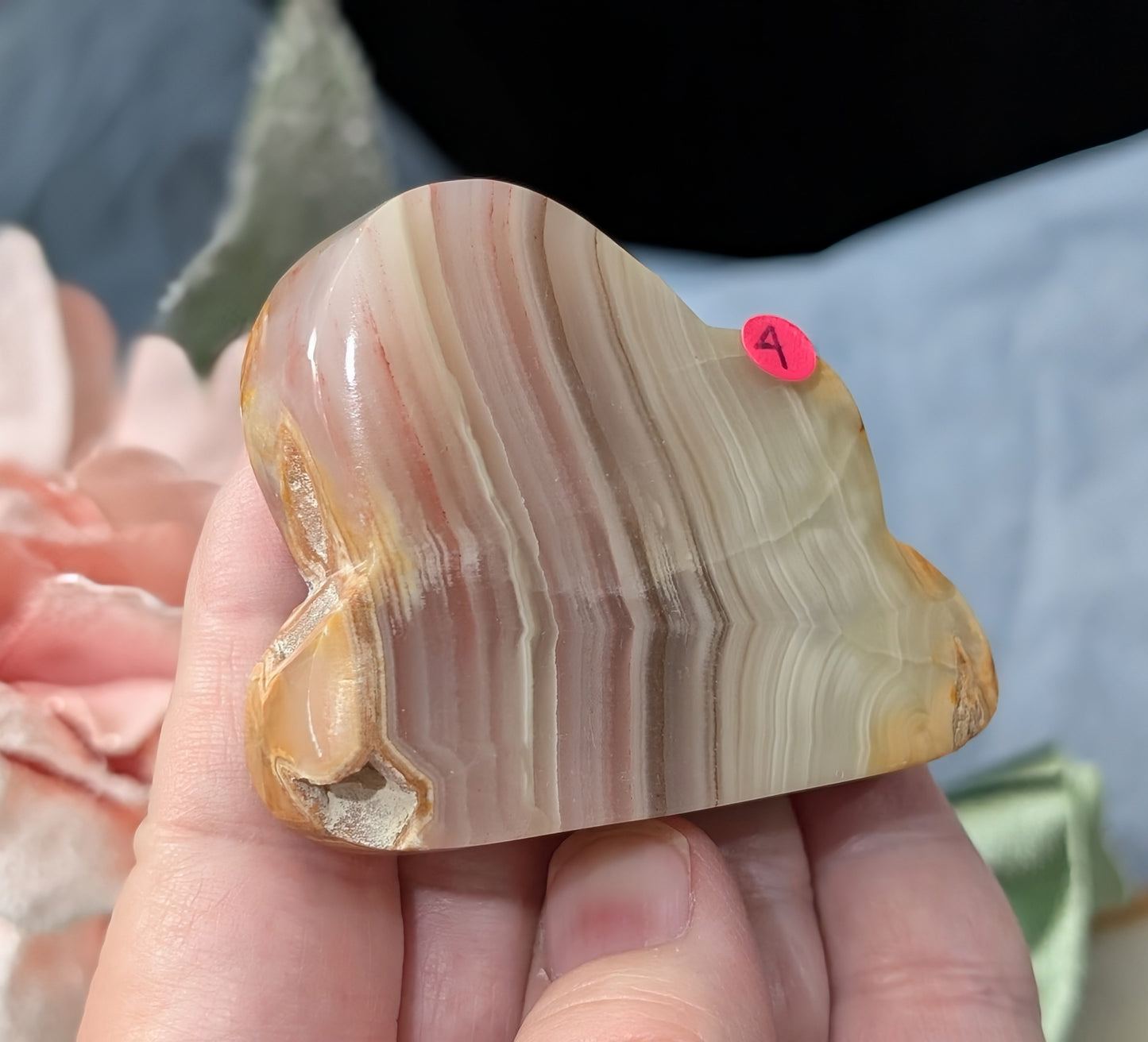 Pink Banded Onyx Cloud Carving