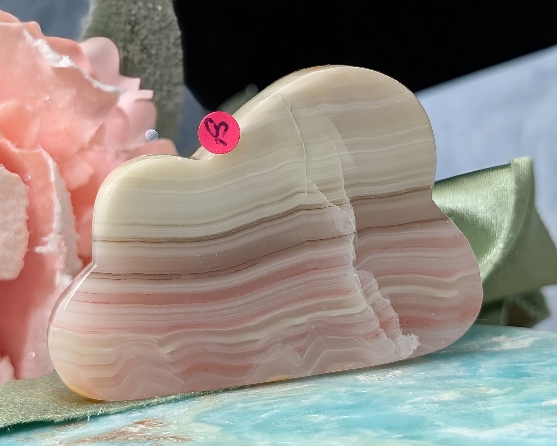 Pink Banded Onyx Cloud Carving