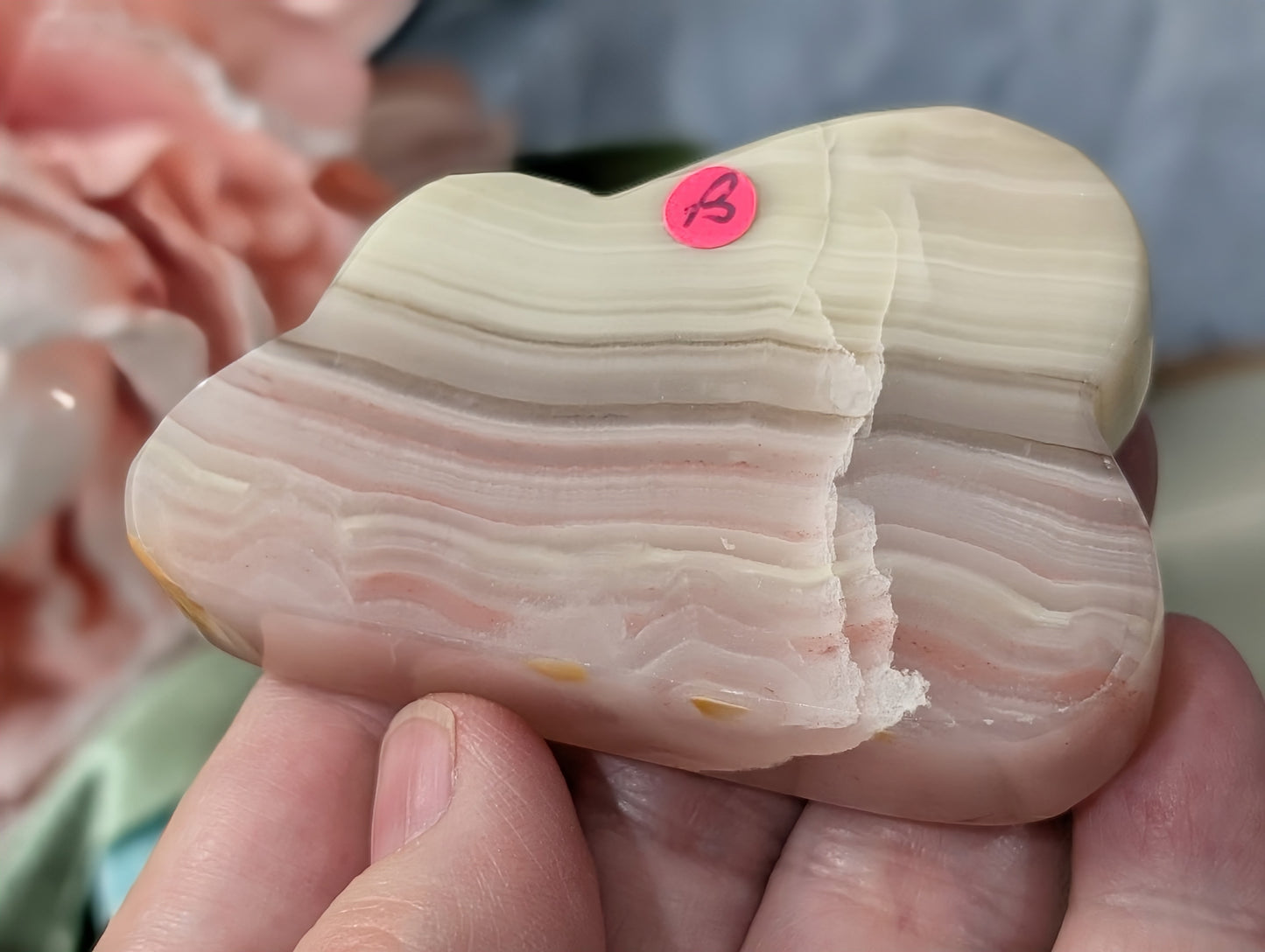 Pink Banded Onyx Cloud Carving