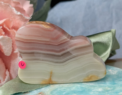 Pink Banded Onyx Cloud Carving