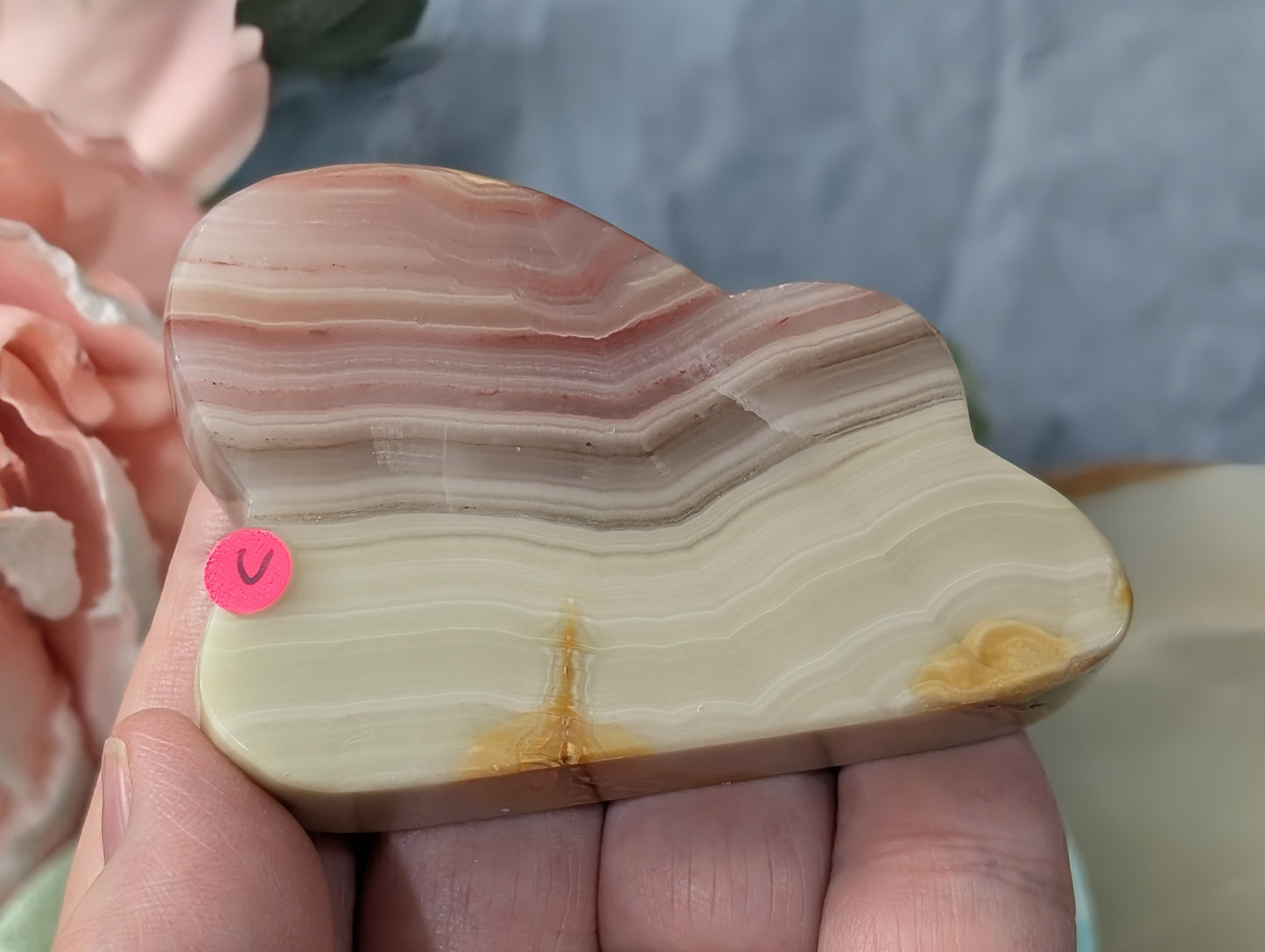 Pink Banded Onyx Cloud Carving
