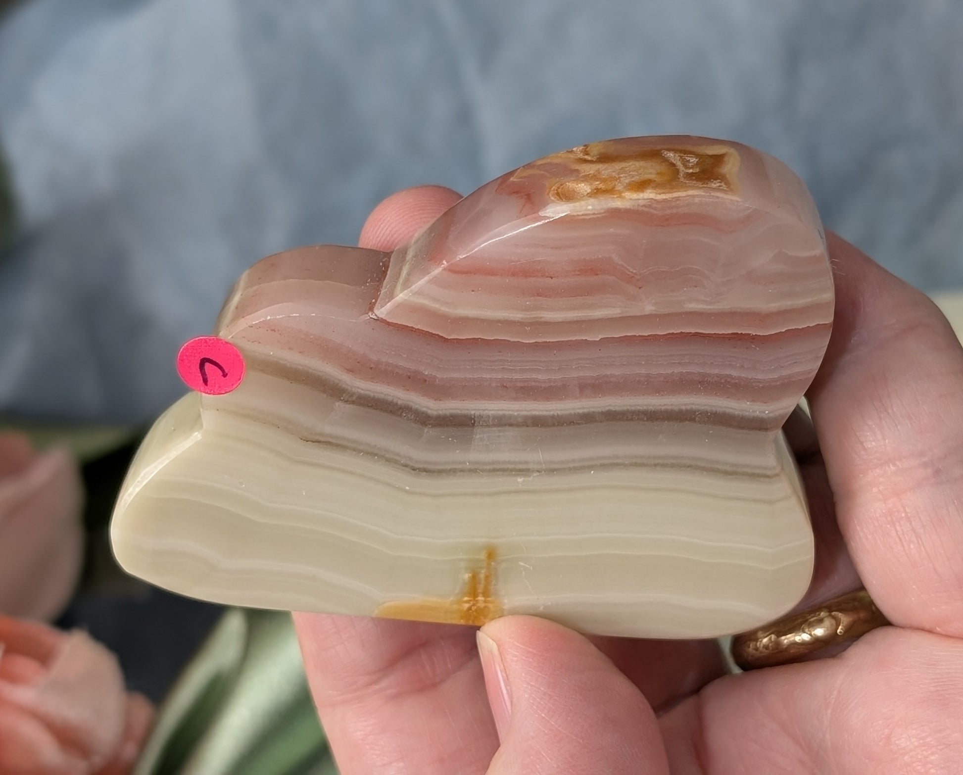 Pink Banded Onyx Cloud Carving