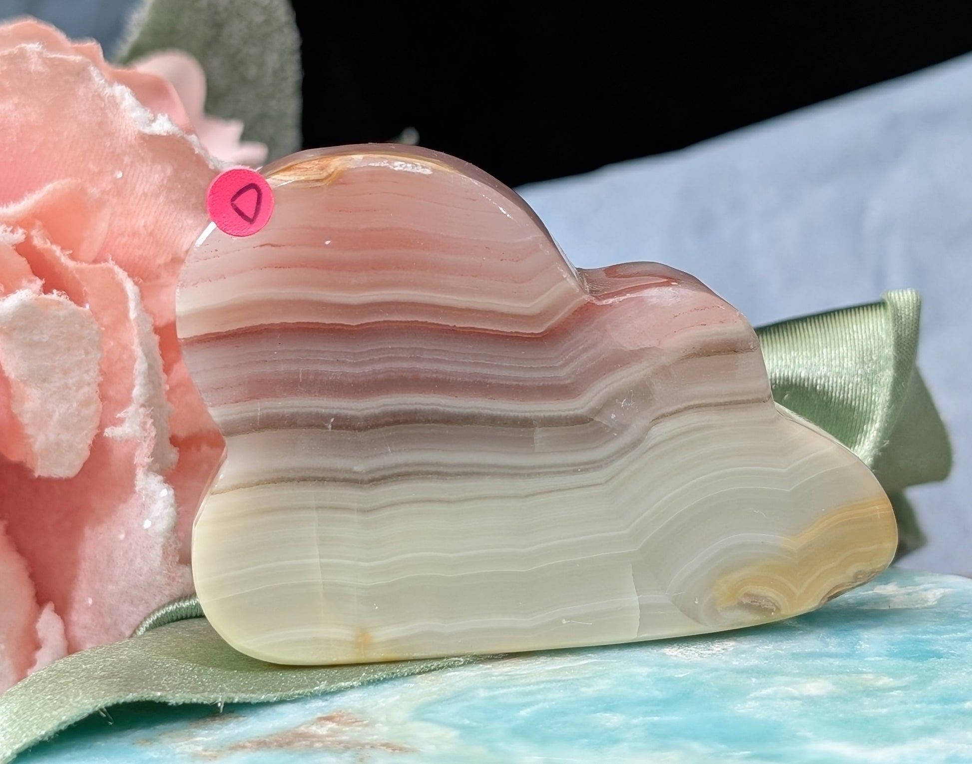 Pink Banded Onyx Cloud Carving