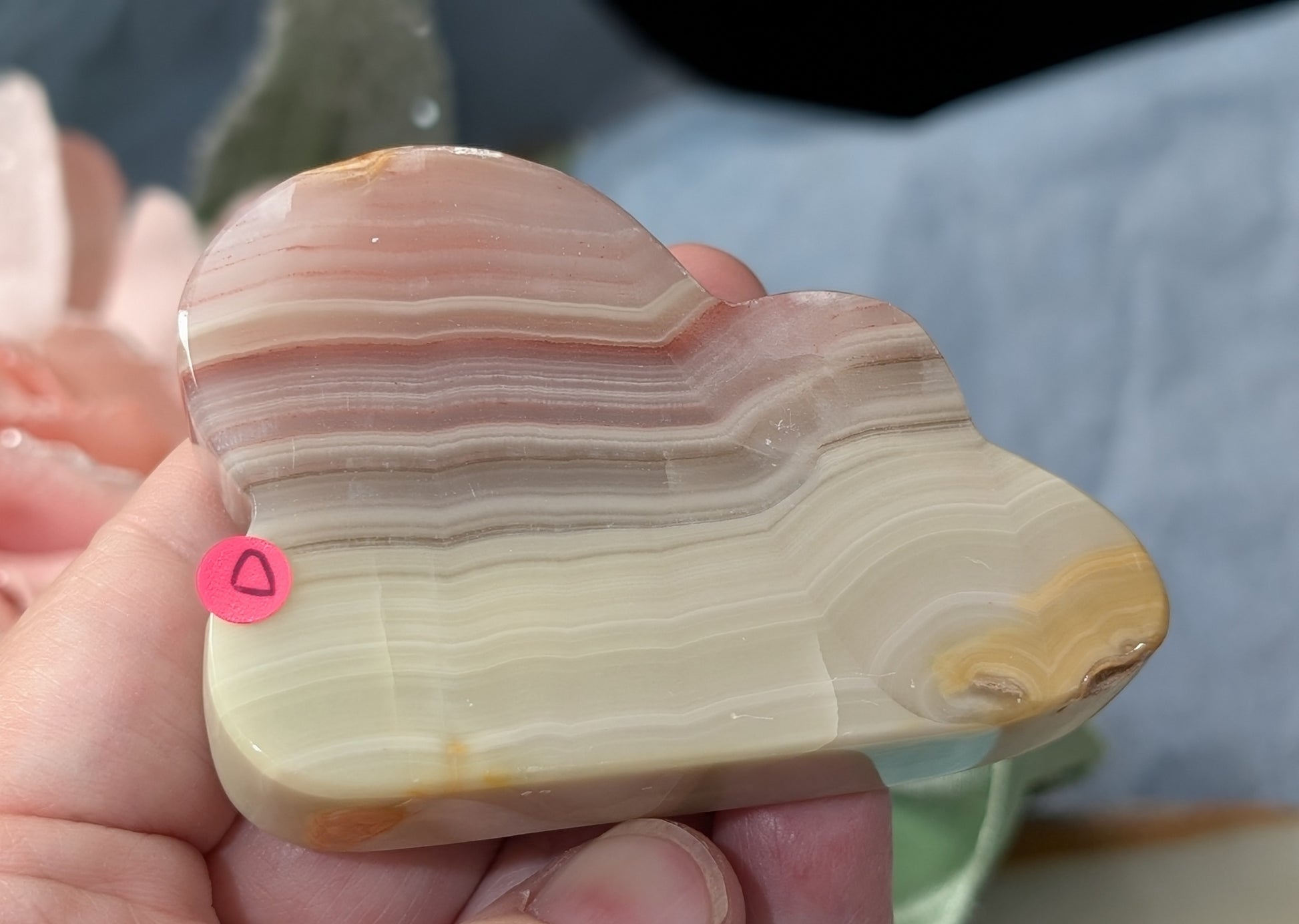 Pink Banded Onyx Cloud Carving