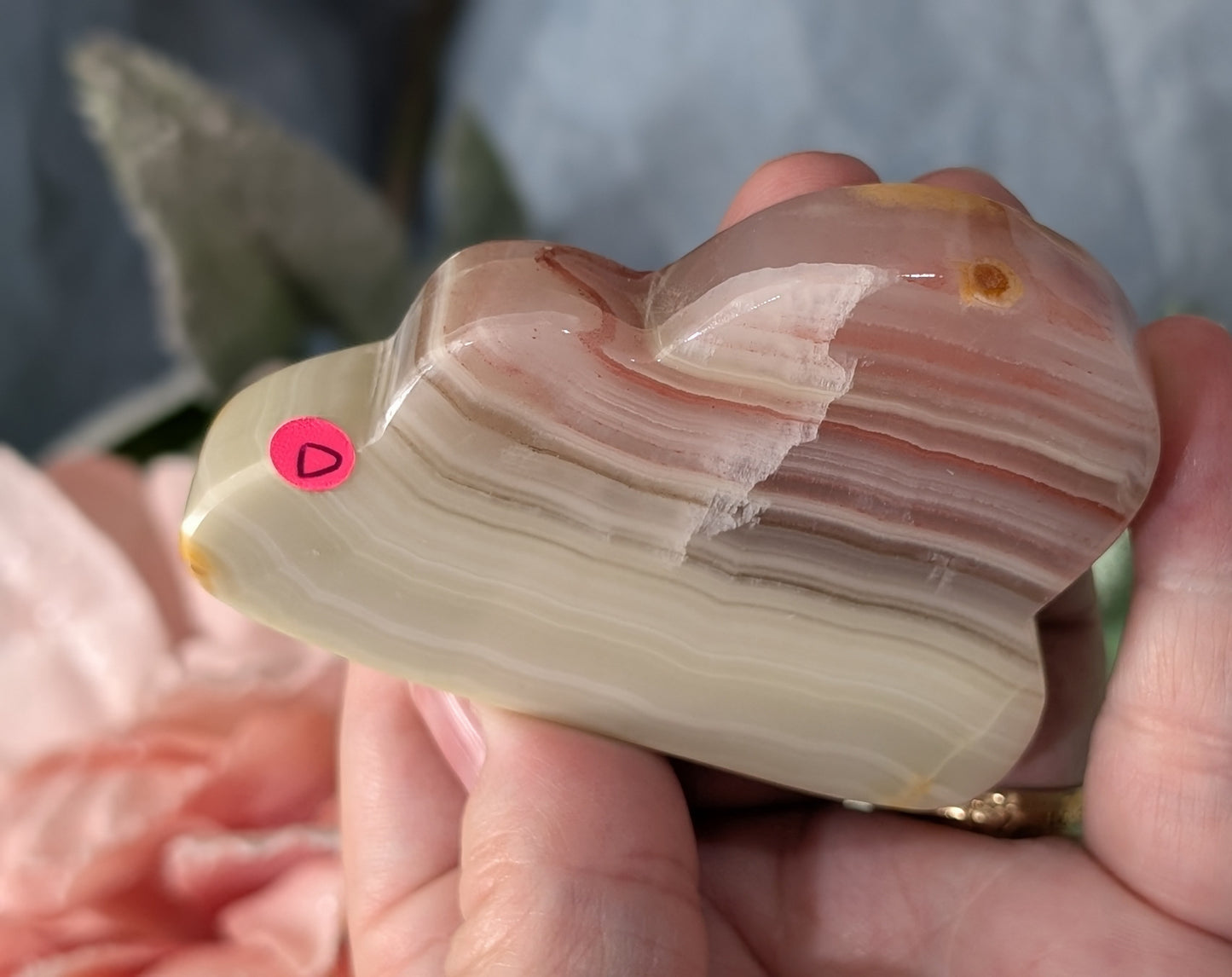 Pink Banded Onyx Cloud Carving