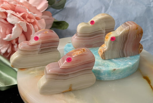 Pink Banded Onyx Cloud Carvings