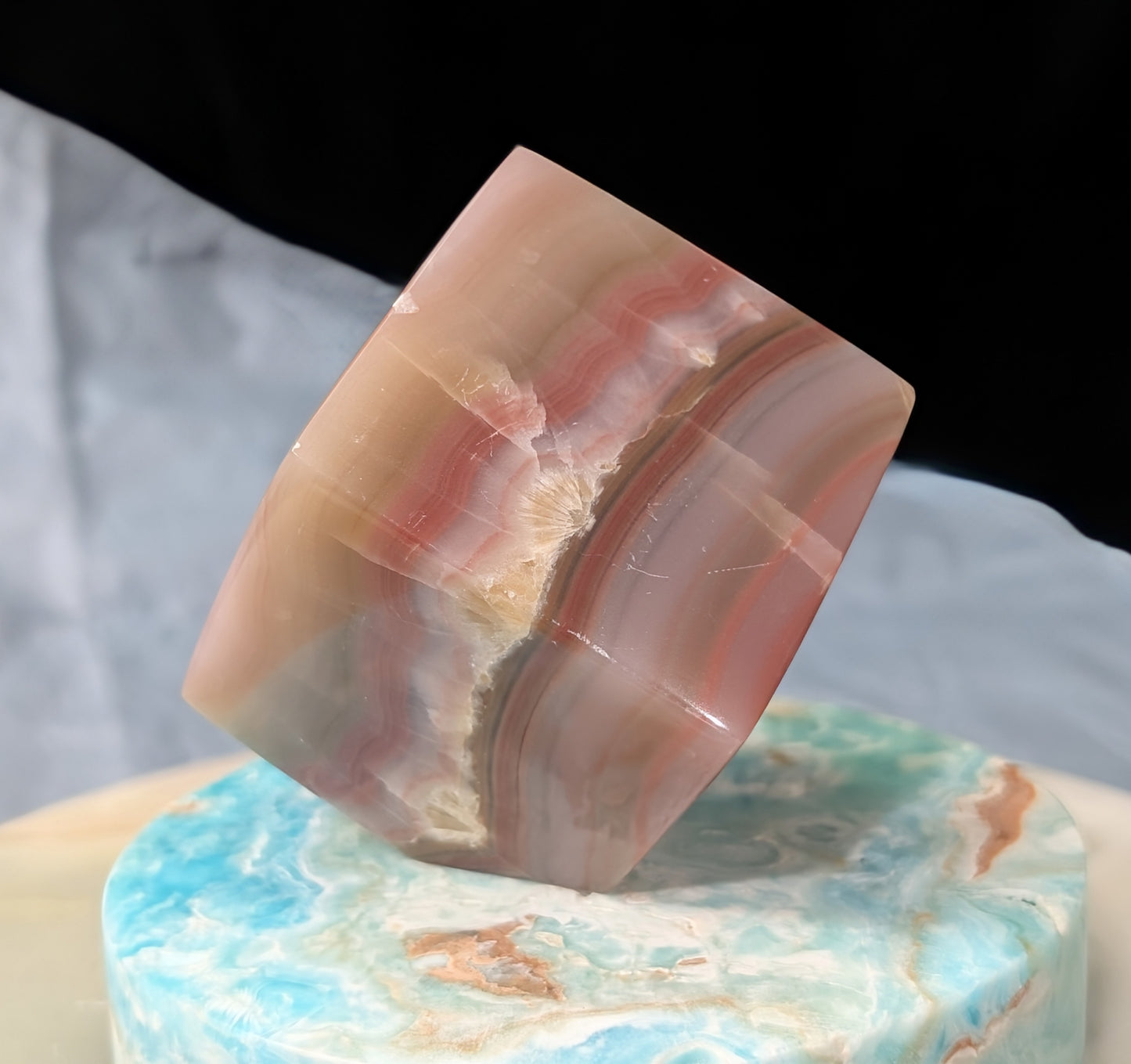 Pink Banded Onyx Floating Cube